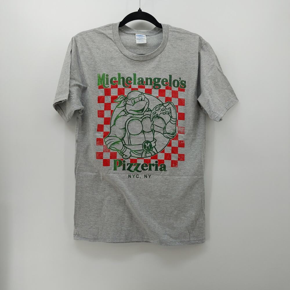 Port Company Michelangelo's Pizzeria Heather Gray Tshirt Size Small